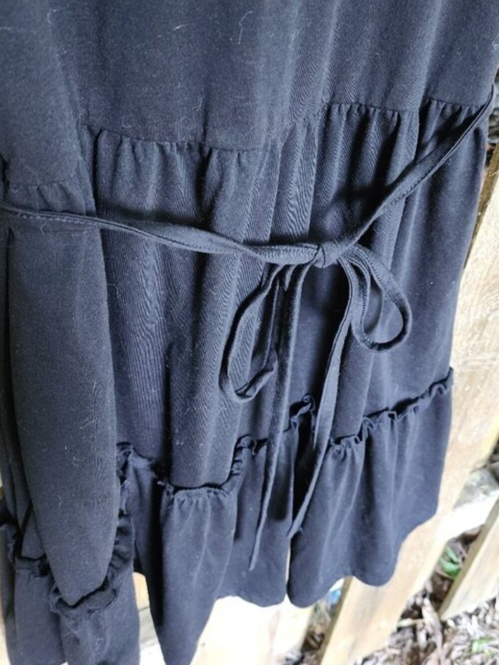 NWOT XL Black Cotton short sleeve tiered midi dress